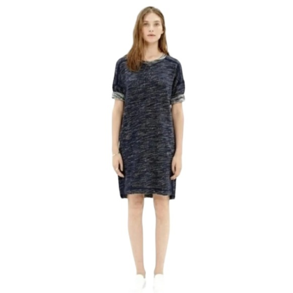 Madewell Womens‎ Blue Short Sleeve Knee Length Knit Sweatshirt Dress Small